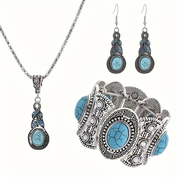 Jewelry - 3pcs/set Vintage Turquoise Jewelry Set -
